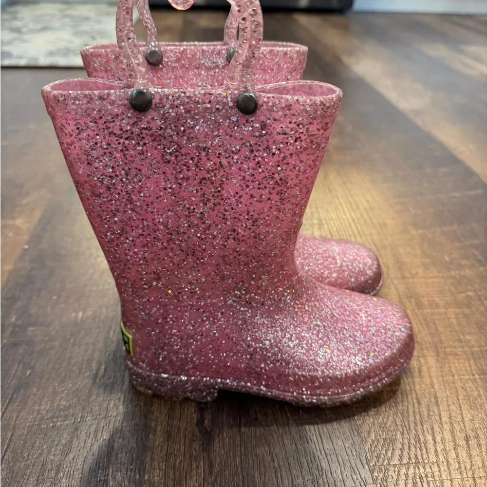 Girls Pink Glitter Rain Boots size 10